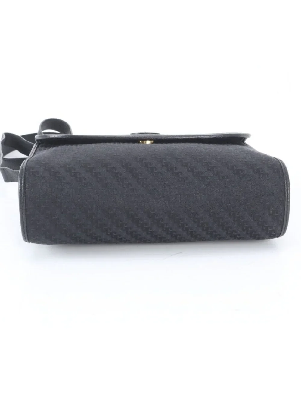 Gucci Vintage Leather Canvas Shoulder Bag Crossbody Black