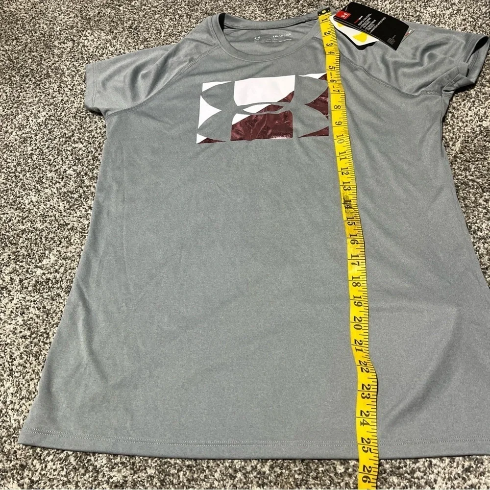Girl's Youth XL Under Armour UA Loose Fit Shirt Top Big Logo Grey NWT