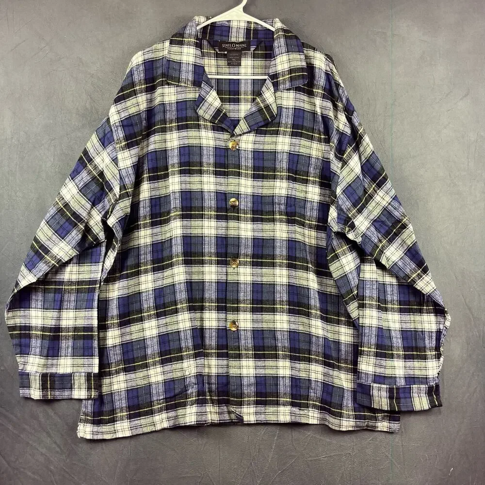 State O Maine Flannel Plaid Sleepwear Shirt Women’s 1XL Button Down 100% Cotton