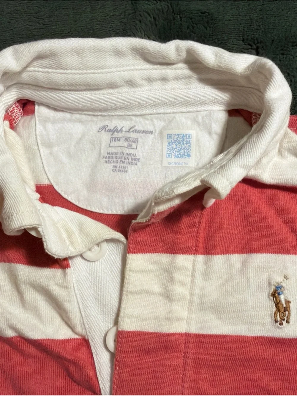 Ralph Lauren Red and White Striped Polo Shirt