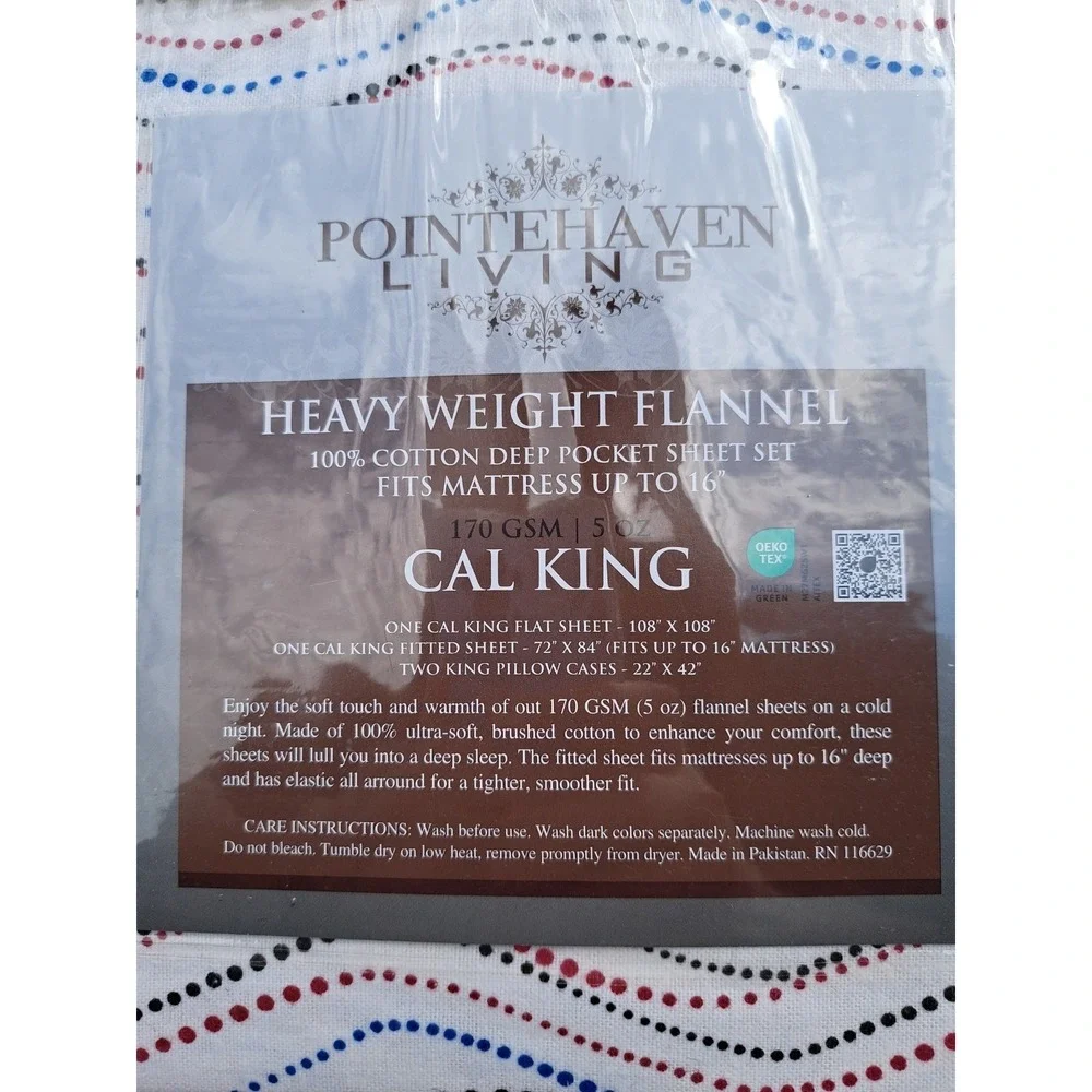 Pointehaven Living Heavy Weight Flannel Cotton Deep Pockets Sheet Set Cal King