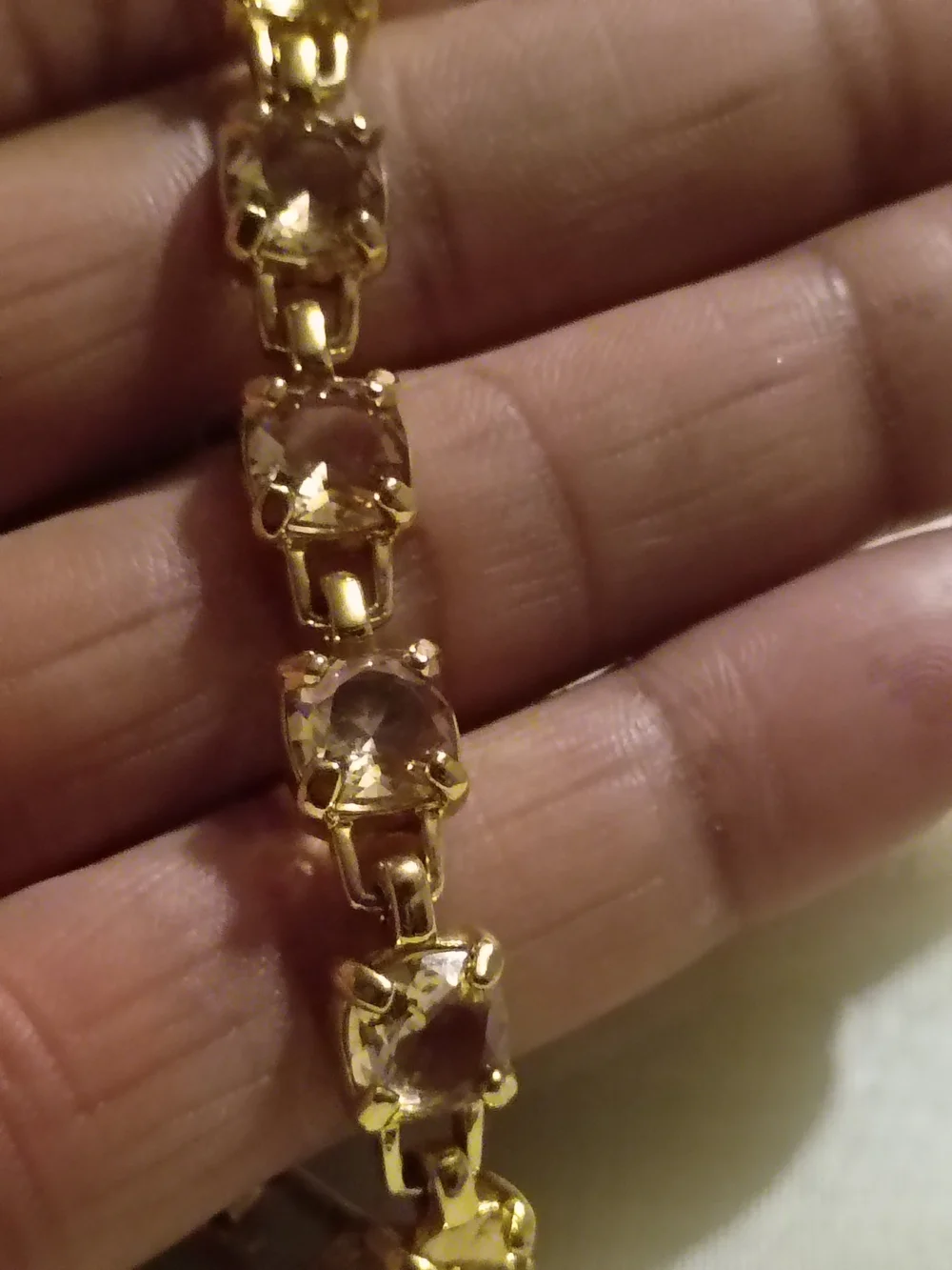 Swarovski Gold-Tone Tennis Bracelet with Champagne Stones - Women Jewelry