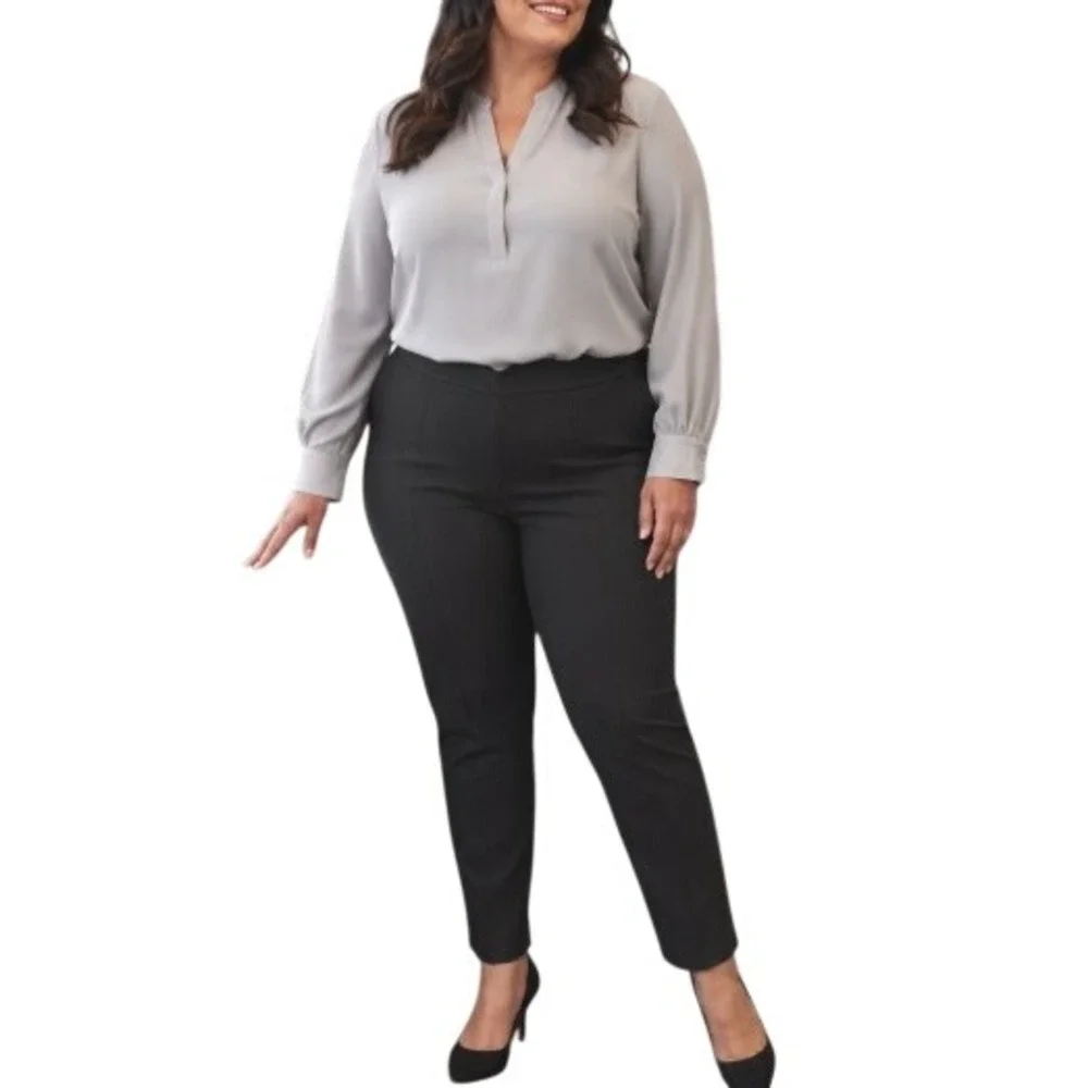 A New Day Black Pull On Ankle Zippers Skinny Ankle Crop Pants XL Career Office