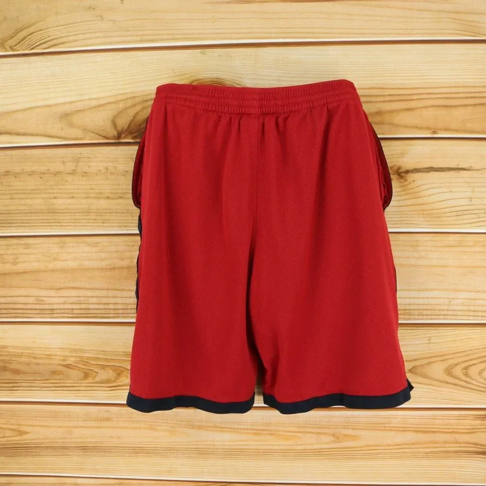 Nike Athletic Gym Shorts Mens Size M Red Basketball‎ Pockets Elastic Waist