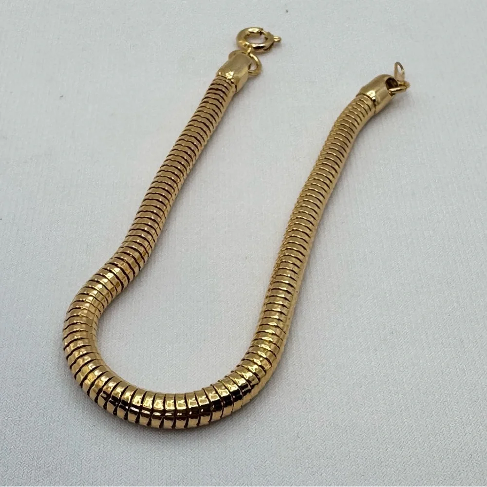 Gold Tone Snake Chain Bracelet Chunky Flexible Statement Link Boho Glam