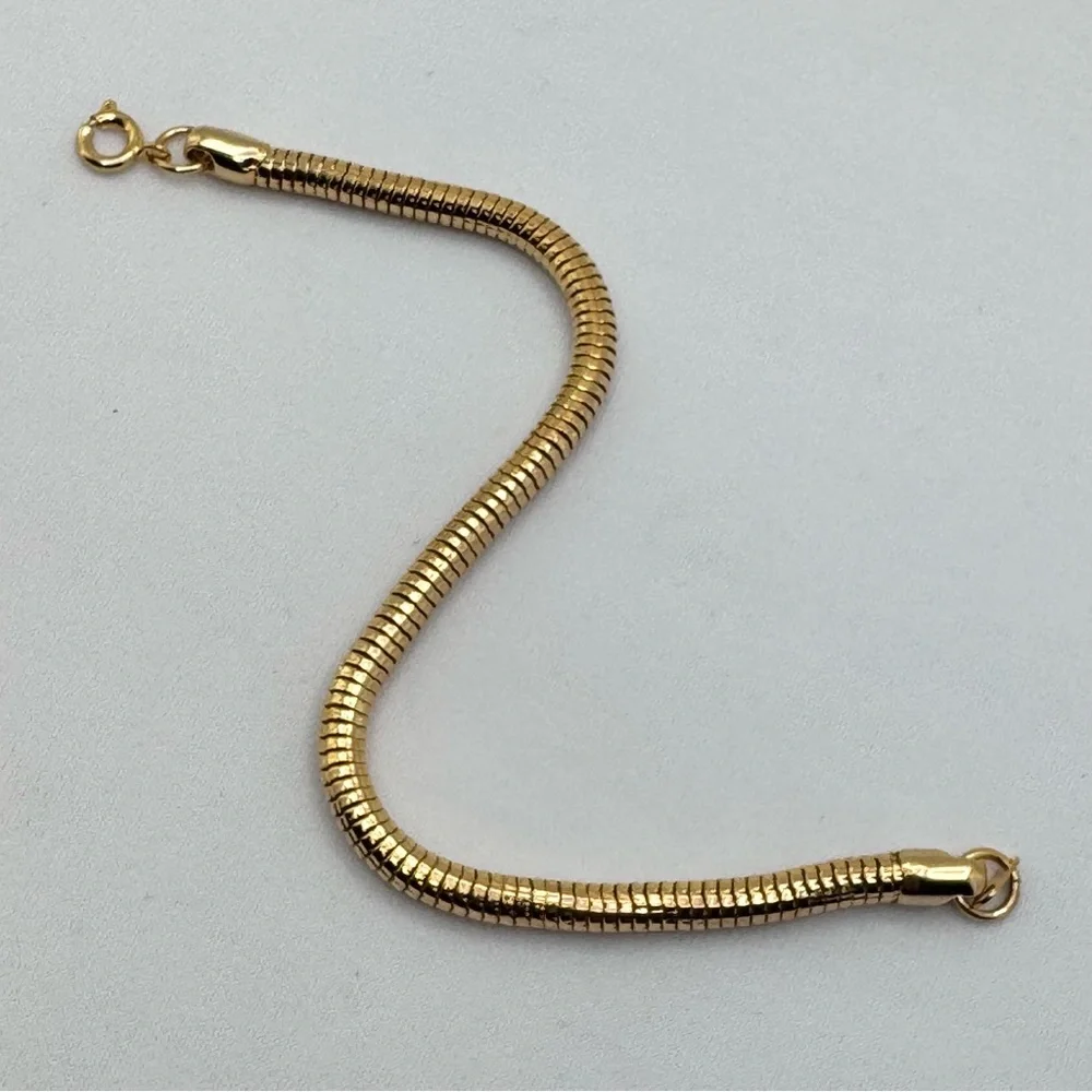 Gold Tone Snake Chain Bracelet Chunky Flexible Statement Link Boho Glam
