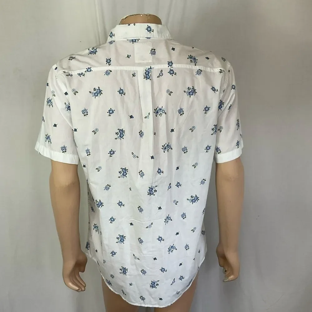 Levi's White Blue Tropical Floral Print Short Sleeves Button Down Shirt  XL