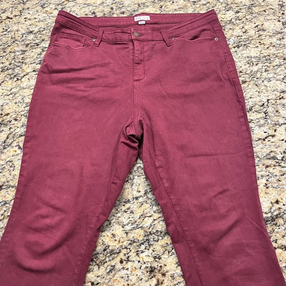 Ava & Viv Womens 18W Burgundy Skinny Jeans Maroon Stretch Twill Pants