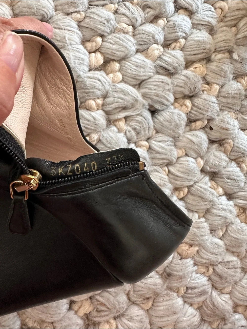 Prada zip pat wedge
