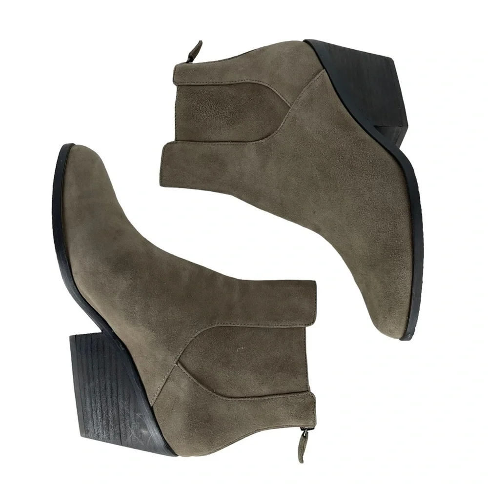 EILEEN FISHER PEER SHADOW TAUPE NUBUCK LEATHER CHELSEA STYLE ANKLE BOOT BOOTIE