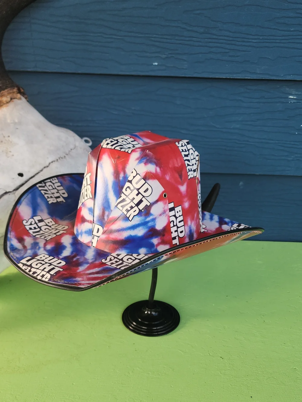 Bud Light Seltzer Americana Tie-Dye Cardboard Cowboy Hat OSFM Festival