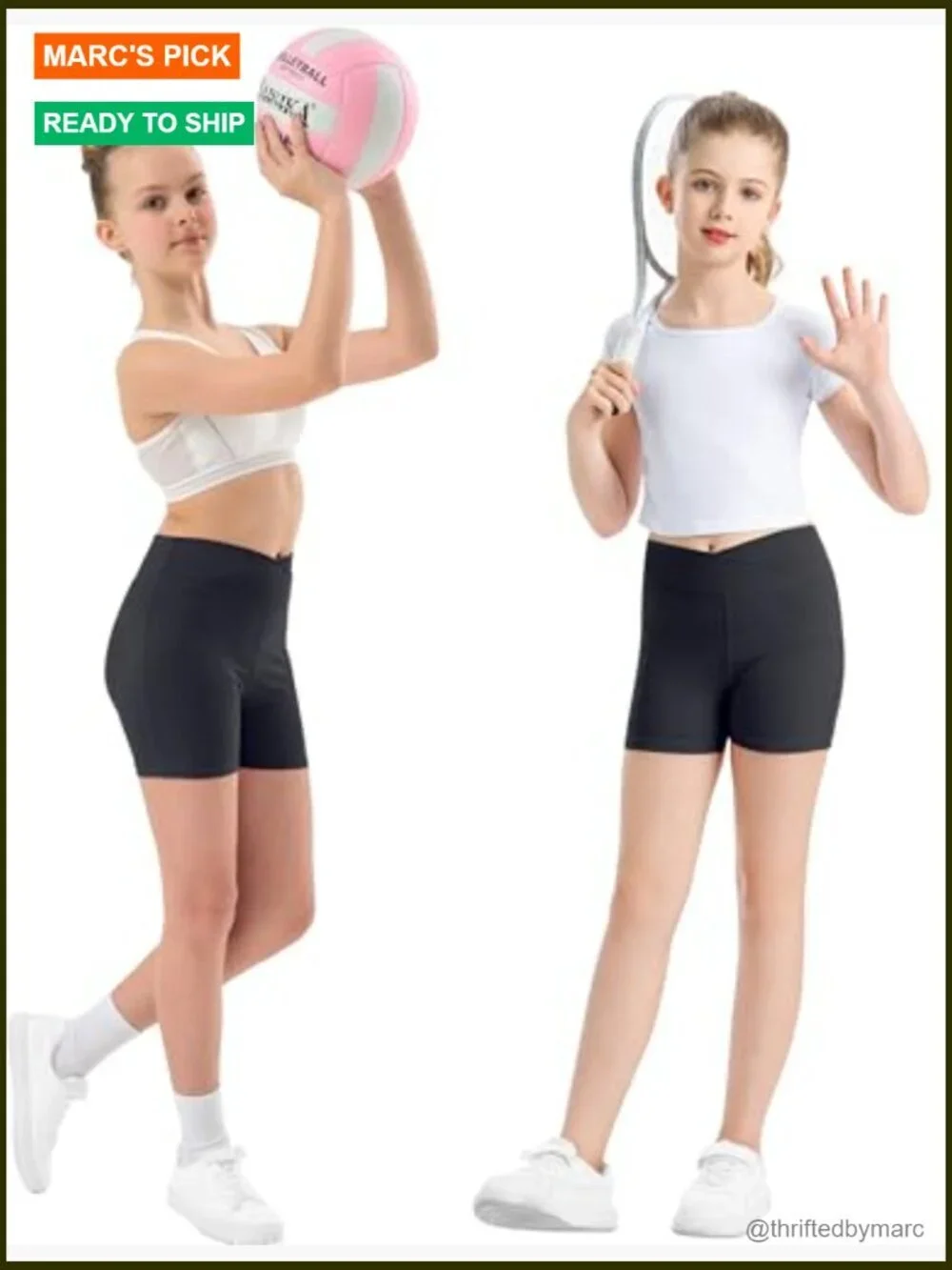 Girls Bike Shorts Cross Waist Active Athletic Volleyball Yoga Dance Running