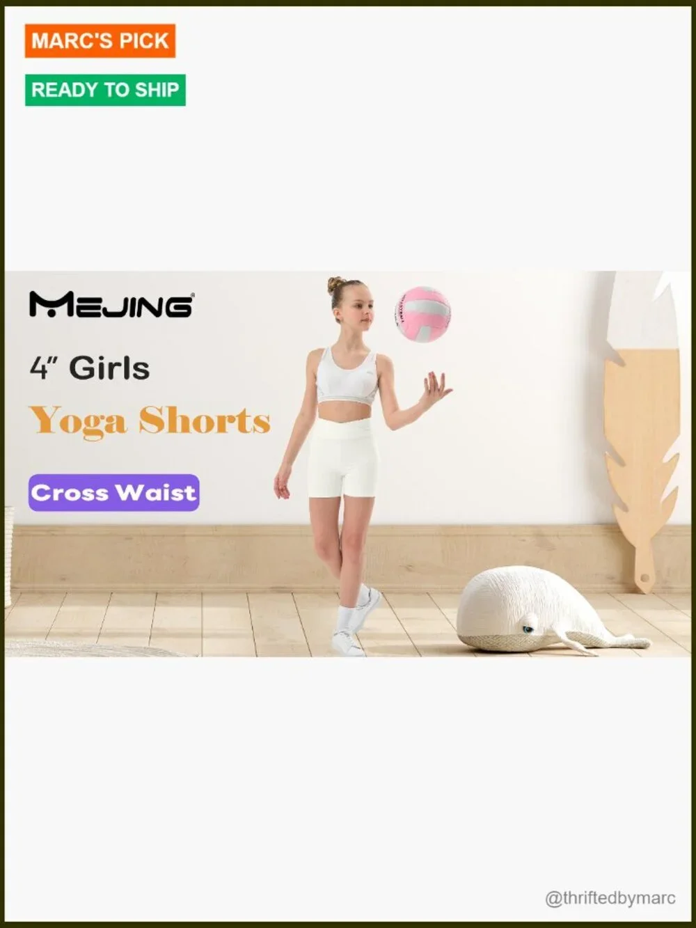 Girls Bike Shorts Cross Waist Active Athletic Volleyball Yoga Dance Running