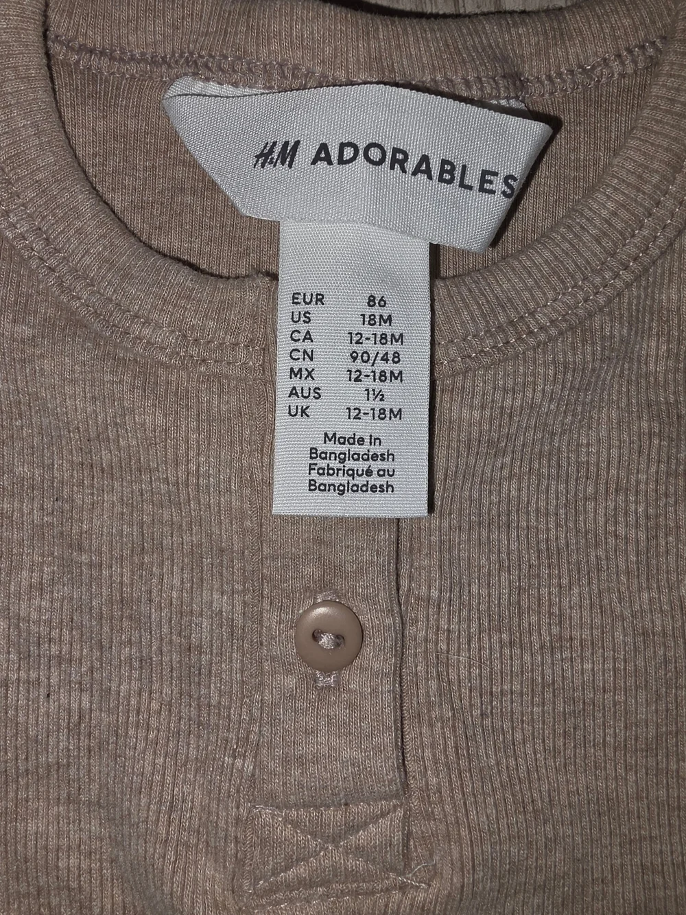 H&M Adorables Two-Pack Long-Sleeve Henley Thermal Shirts - Beige and Gray