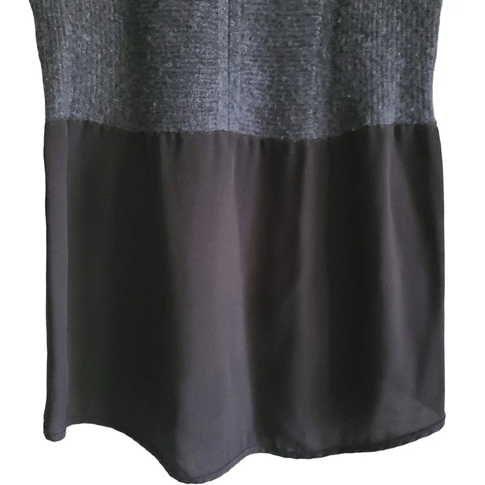 QUINN Cashmere Blend Double V Neck Peplum Sweater Charcoal Gray Black Women's XS