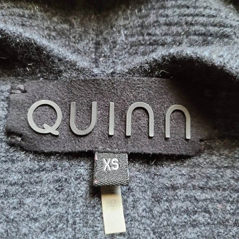 QUINN Cashmere Blend Double V Neck Peplum Sweater Charcoal Gray Black Women's XS