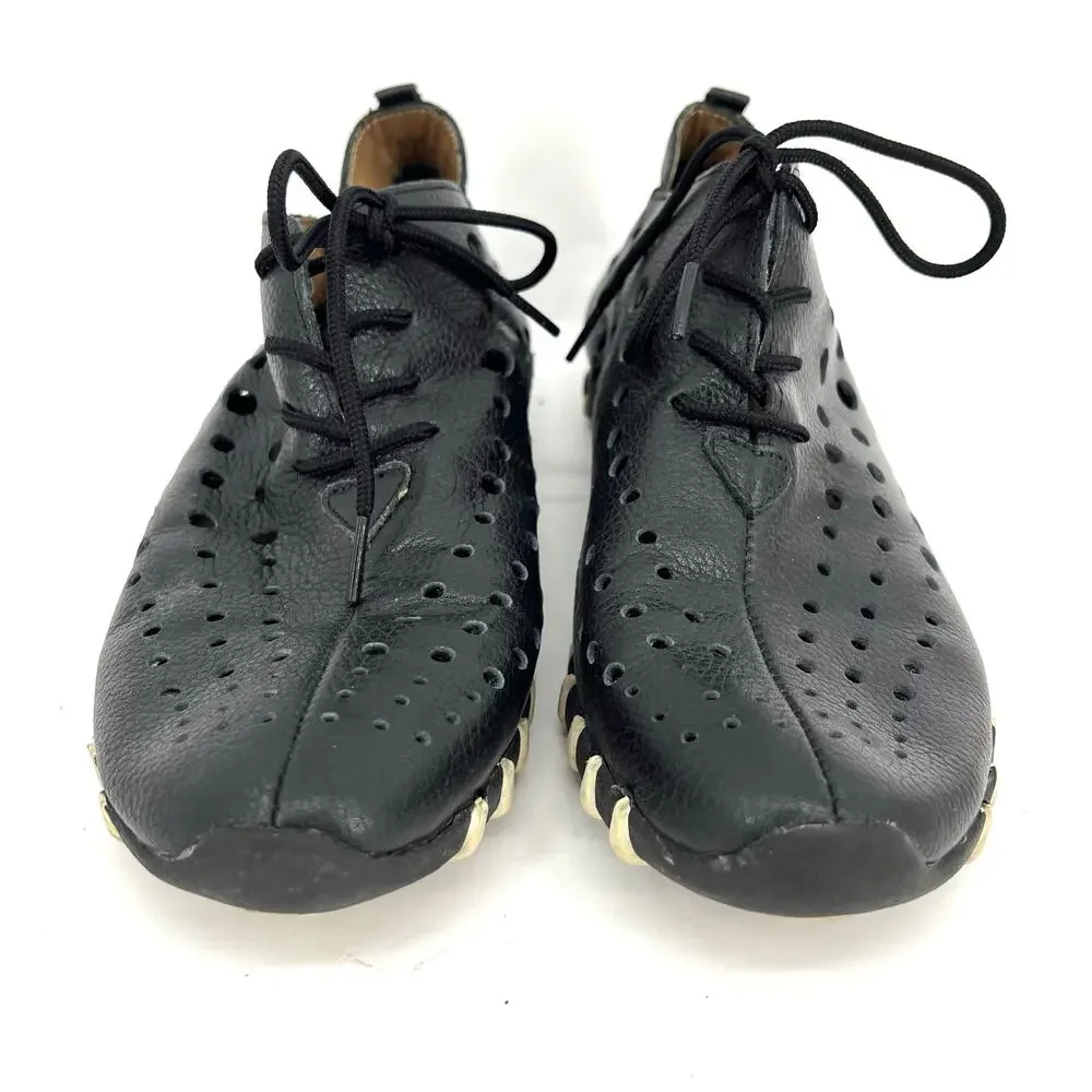Litfoot Women's‎ black perforated leather Oxford comfort shoes LF9010 EU37 US6.5
