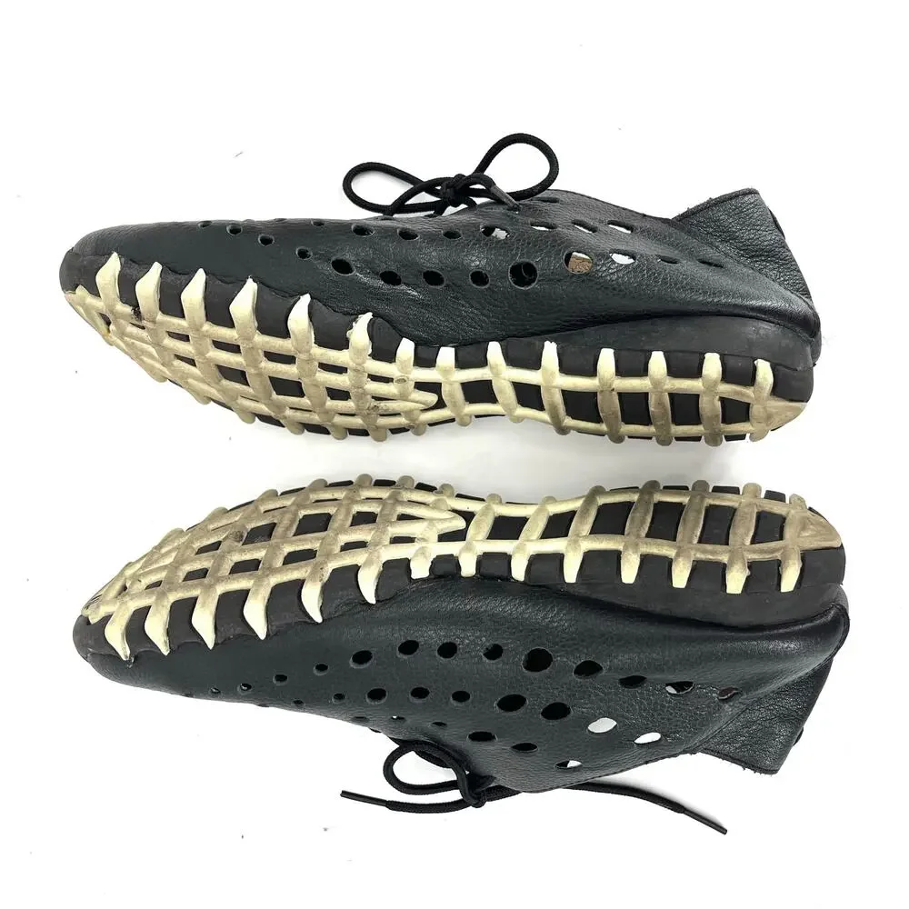 Litfoot Women's‎ black perforated leather Oxford comfort shoes LF9010 EU37 US6.5