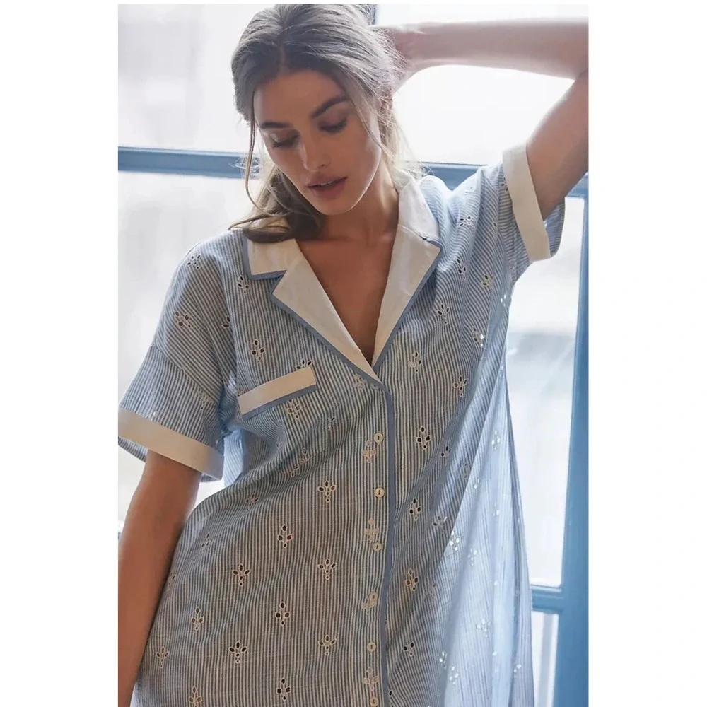 Anthropologie eyelet striped