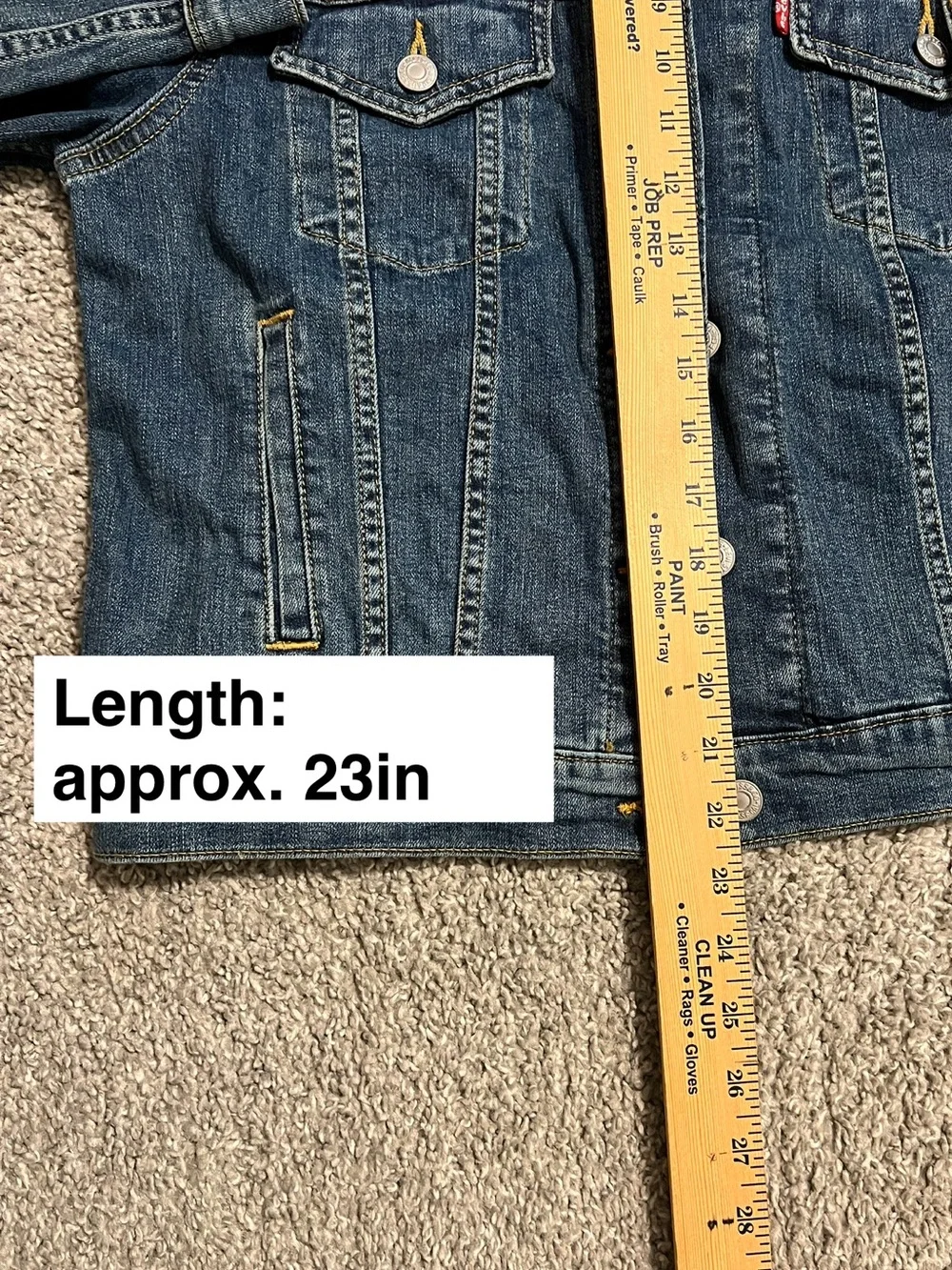 Women’s Levi's Original Trucker Jean Jacket — Blue Dark Wash Denim Shorts Size M