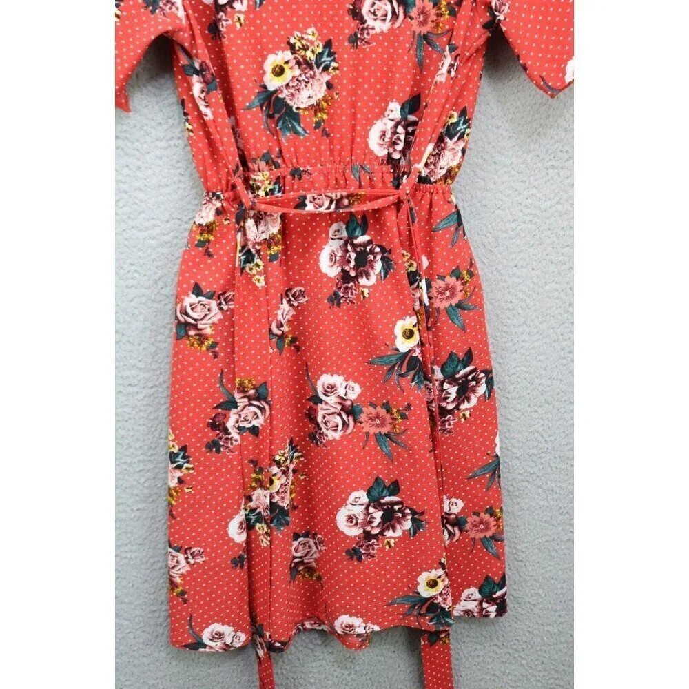 Magnolia Skye Short Tie Sleeves V-Neck Dress-Size Medium-Polka Dots-Cottagecore