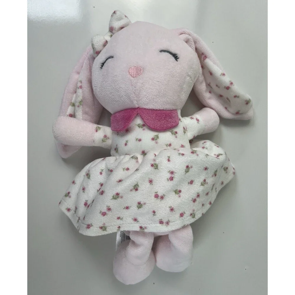 Chickpea Plush Bunny Rabbit White Pink Floral Flowers 11” Stuffed Animal Lovey