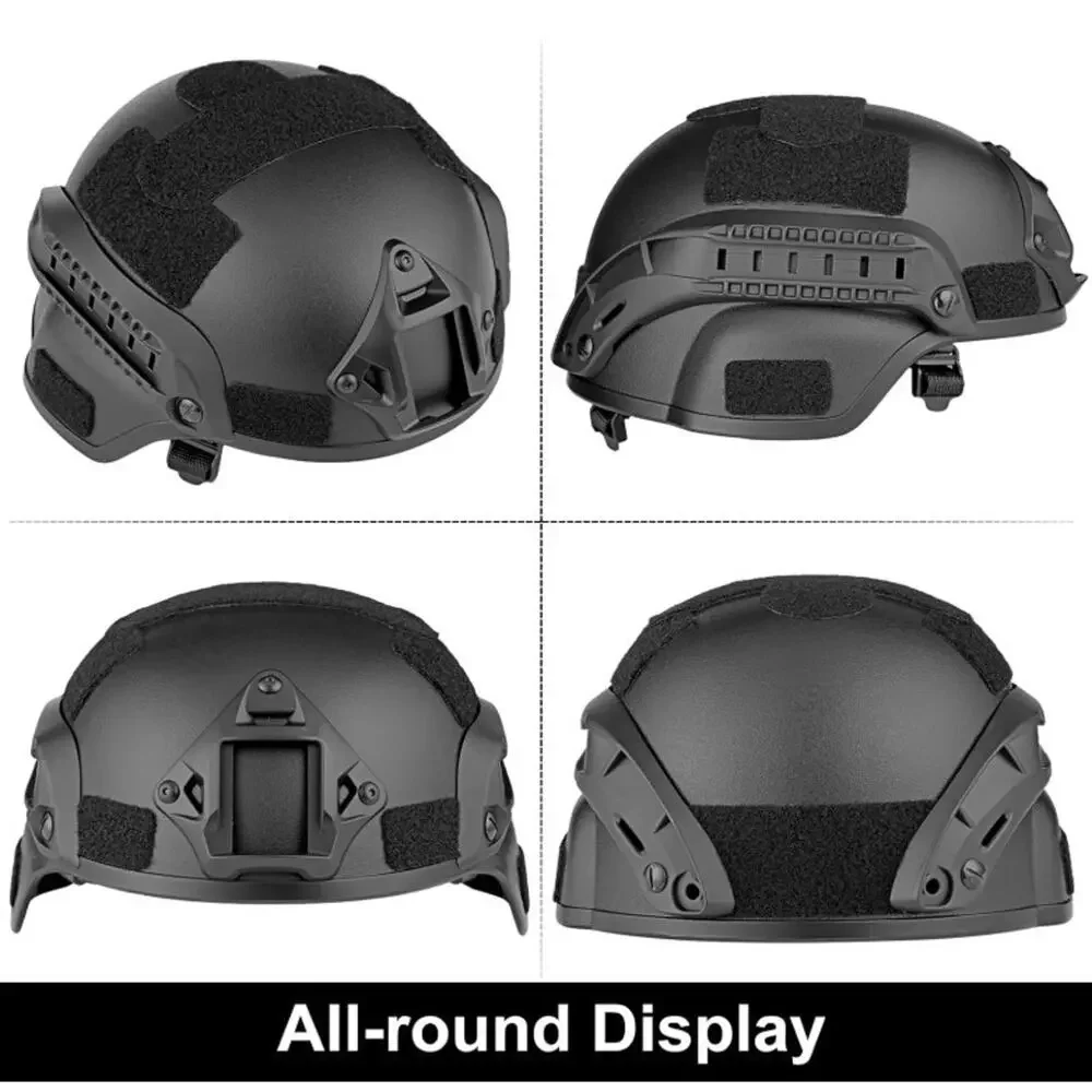Tactical Airsoft Helmet w/ Face Mask Goggles Black Open Box Brand New