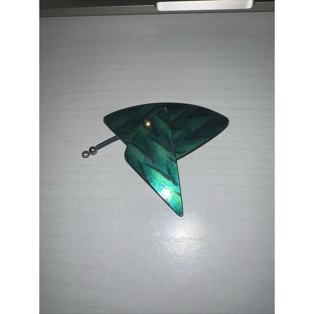 Vintage 1980's Green Blue Gold Triangle Pin Brooch