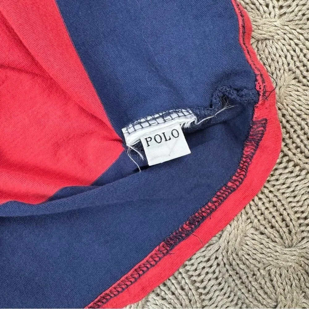 Polo by Ralph Lauren Boys Youth Red & Blue Color Block Striped Tee - 8