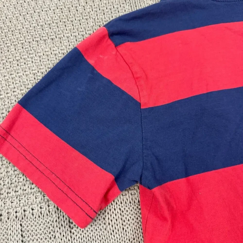 Polo by Ralph Lauren Boys Youth Red & Blue Color Block Striped Tee - 8