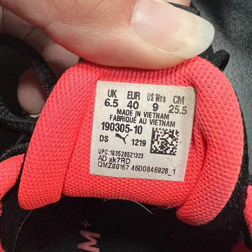 Puma Black Sneakers with Coral Lining and Mint Accents