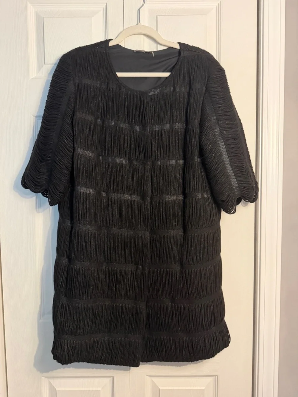 Vera Wang black metallic yarn coat. See measurements