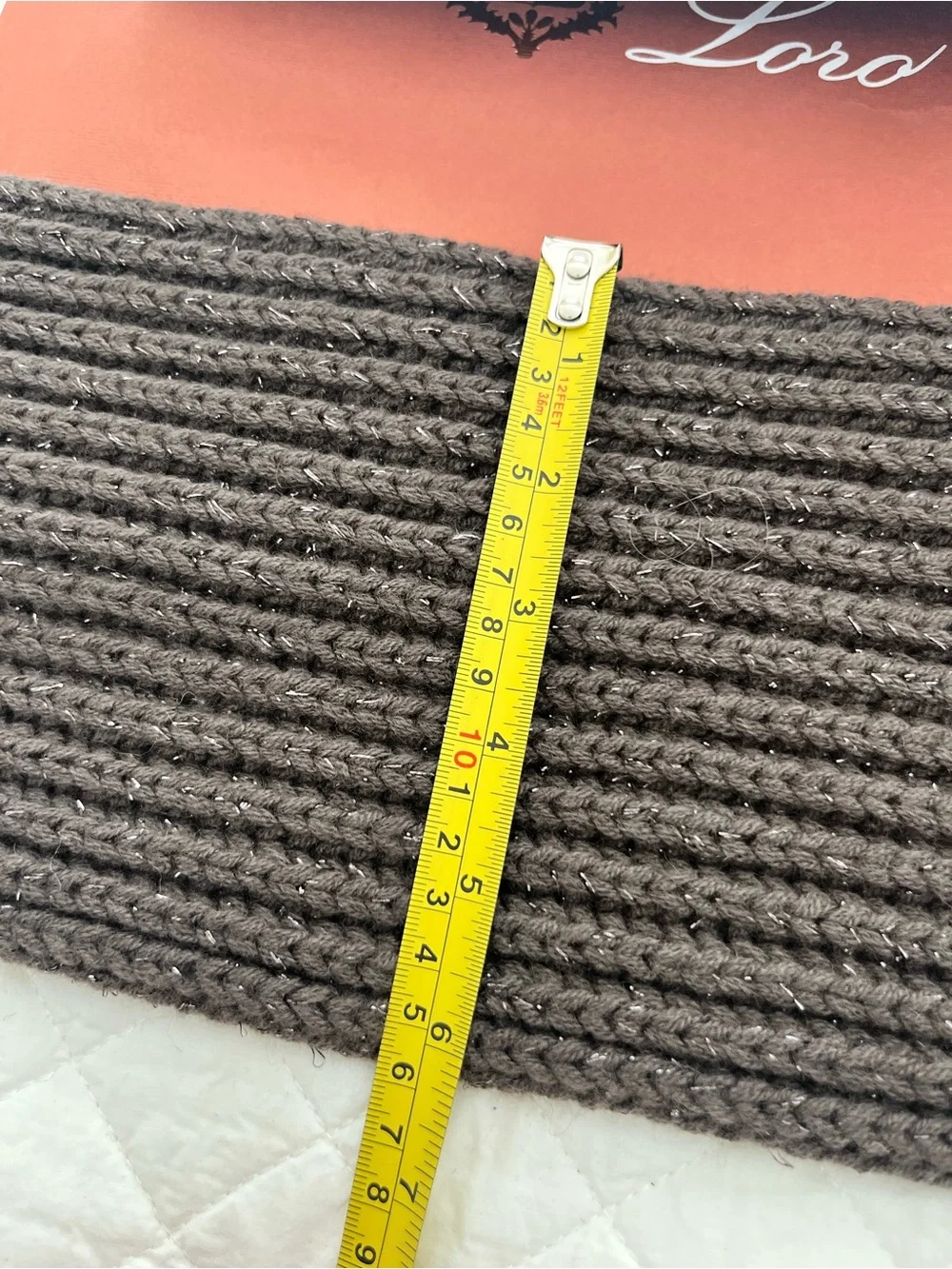 Loro Piana 💯 cashmere Knit Scarf Brown / Taupe-y sparkle