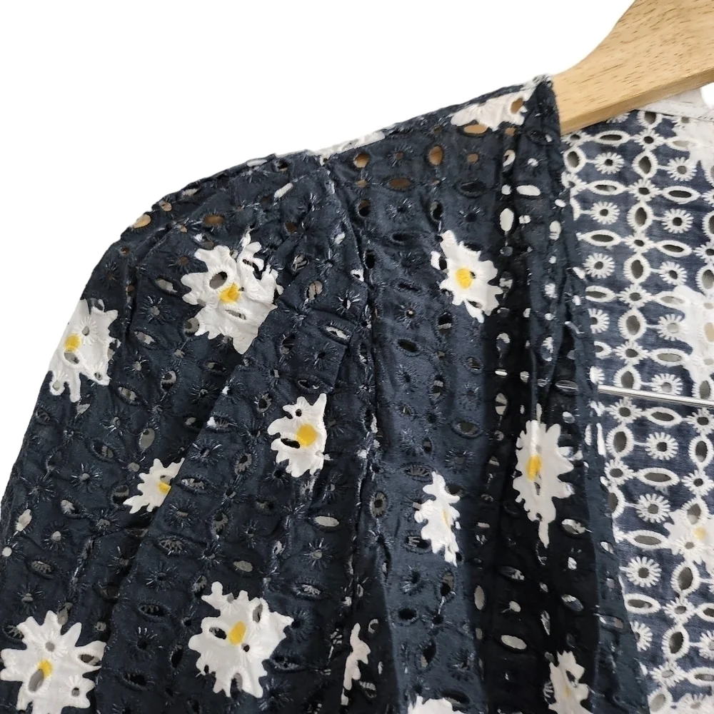 Maje Crop‎ Top & Skirt Set Outfit Size 3 Large Black Daisy Print Boho Beach