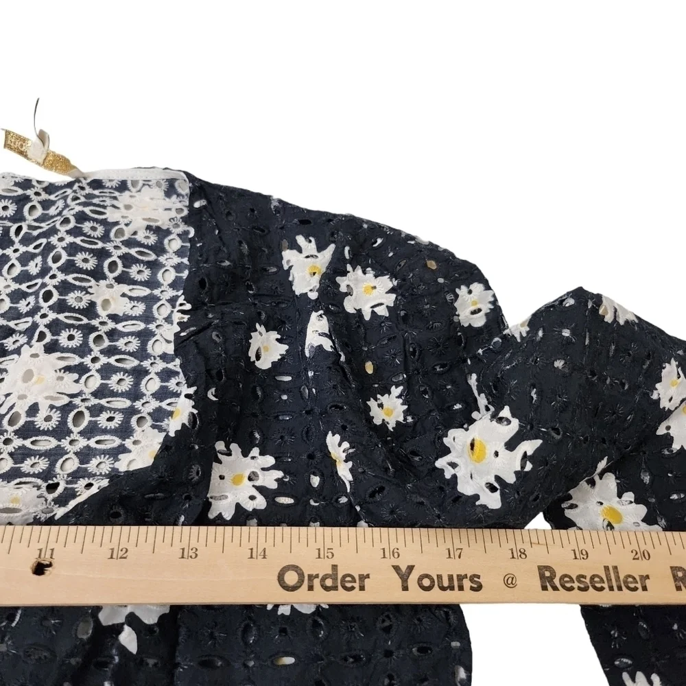 Maje Crop‎ Top & Skirt Set Outfit Size 3 Large Black Daisy Print Boho Beach