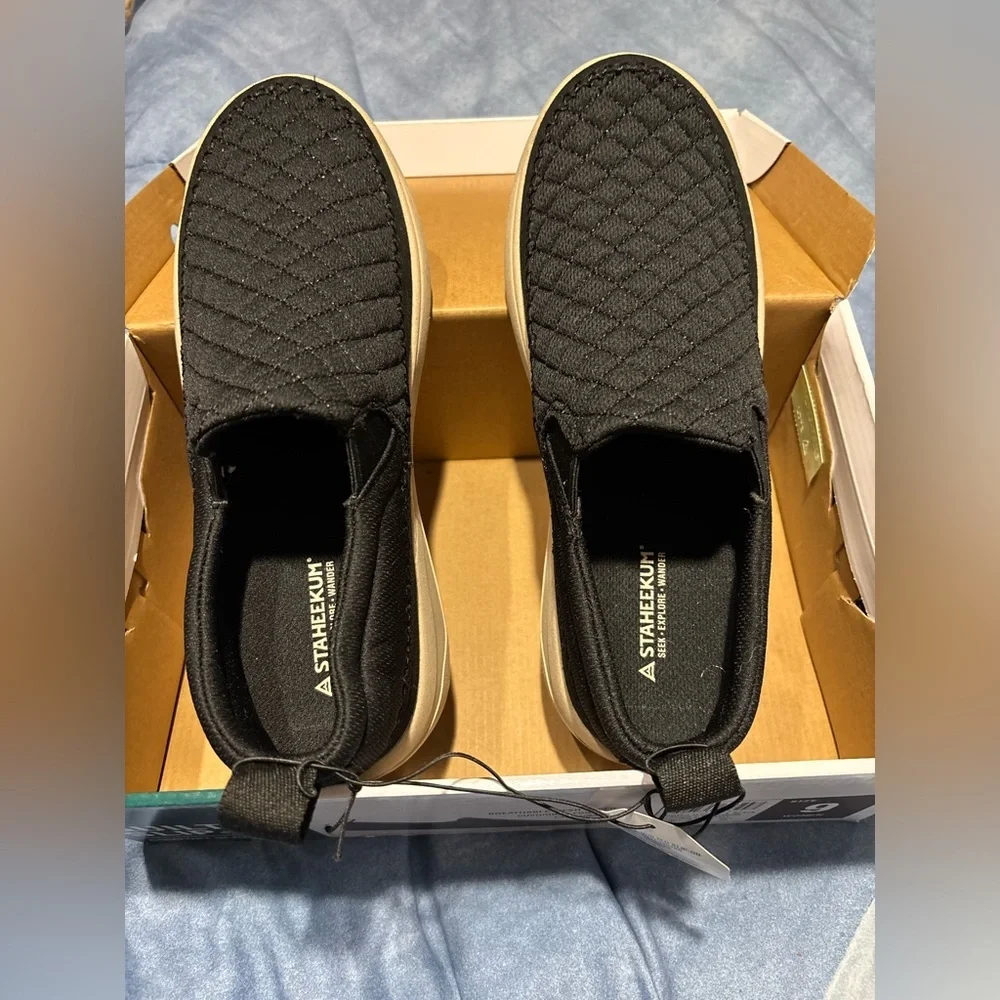 Women's Black Quilted Slip-On Sneakers