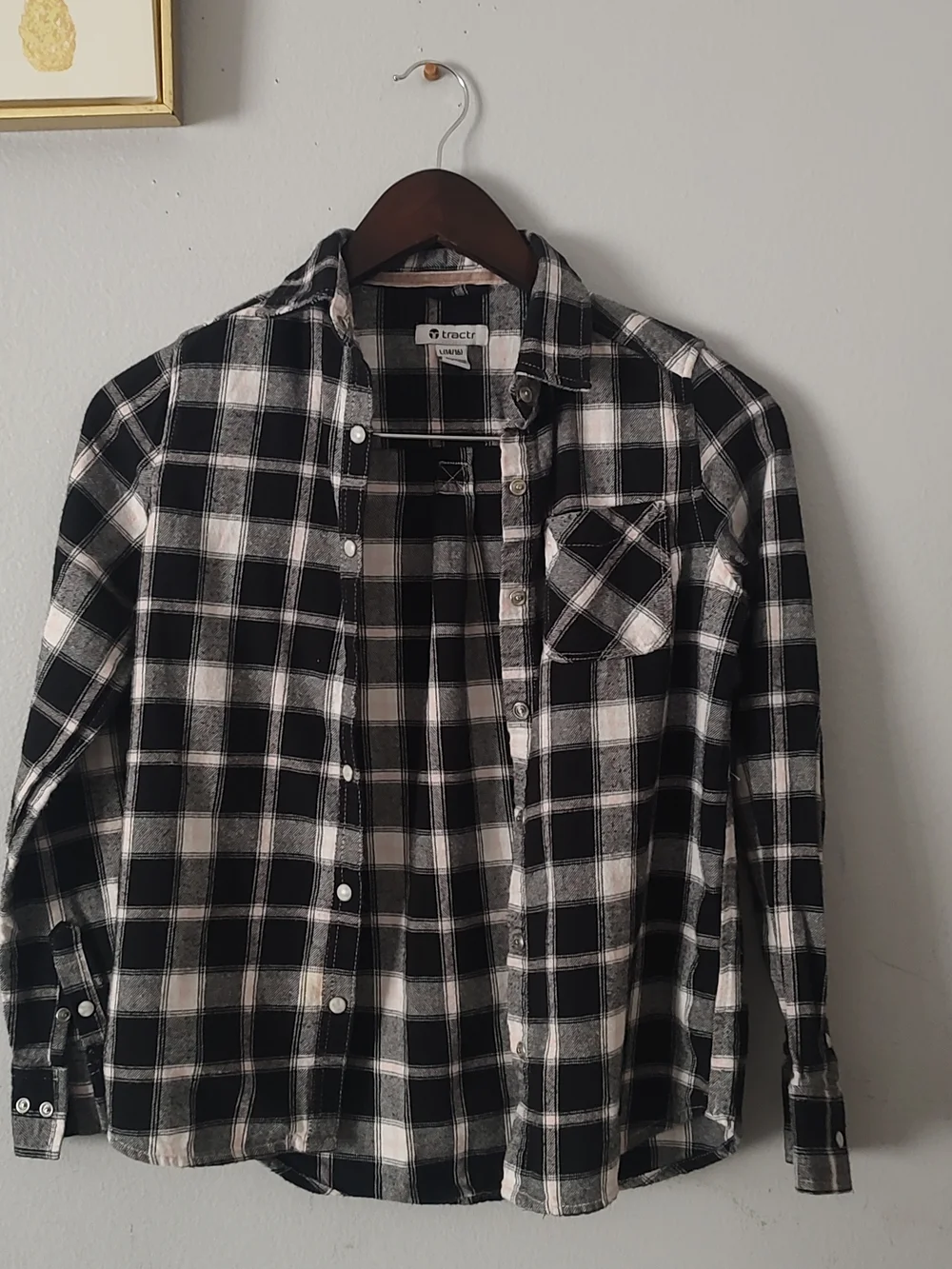 Tractr Black and White Plaid Button-Down Shirt