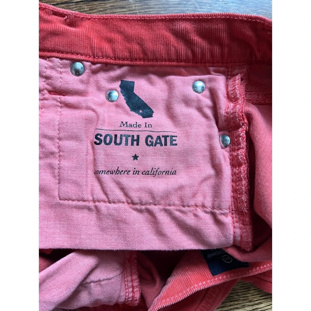 AG Adriano Goldschmied The Stevie Slim Straight Corduroy Pants Coral Red 29R