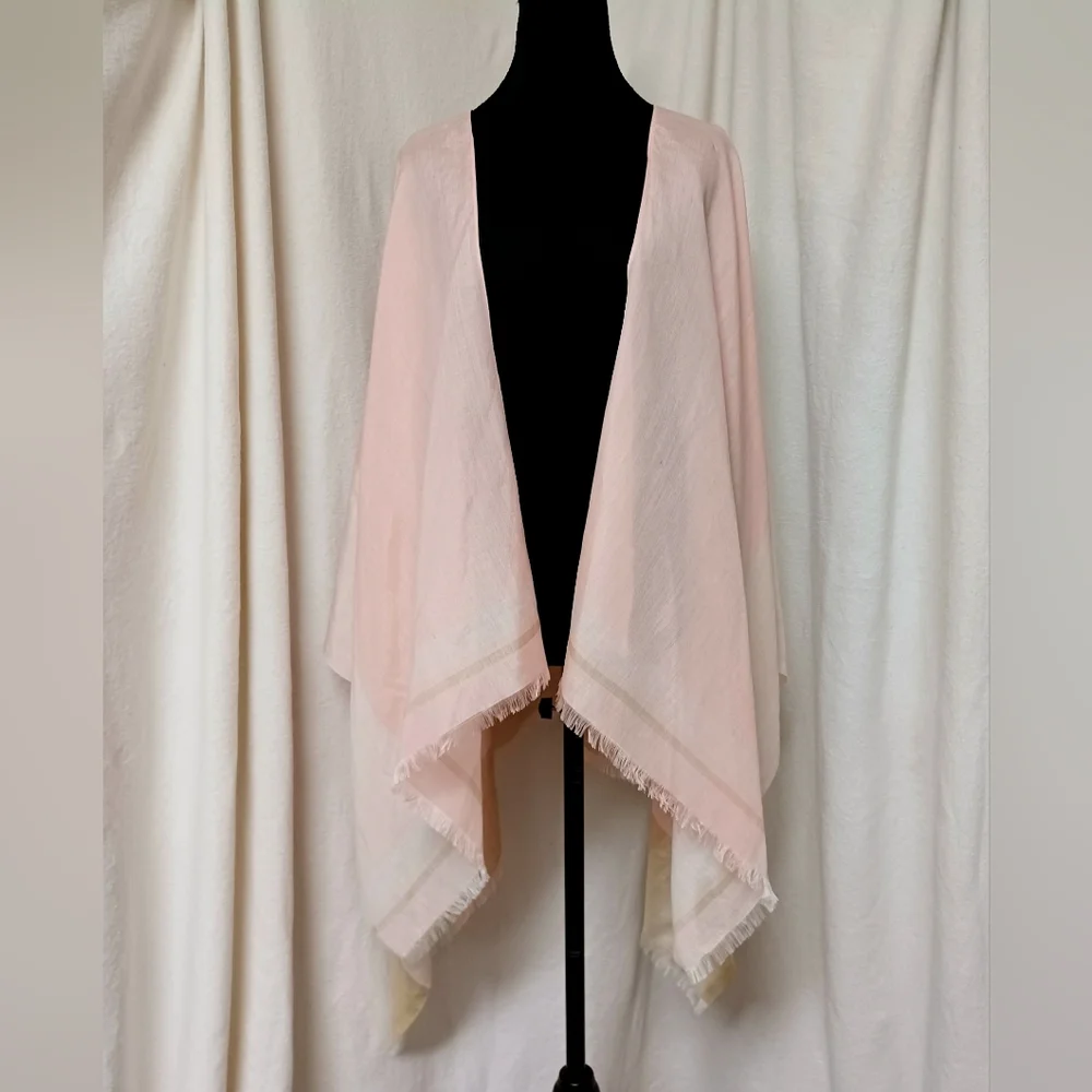 NWT Banana Republic Factory Peach Blush Multi Silk-Ramie Poncho One Size