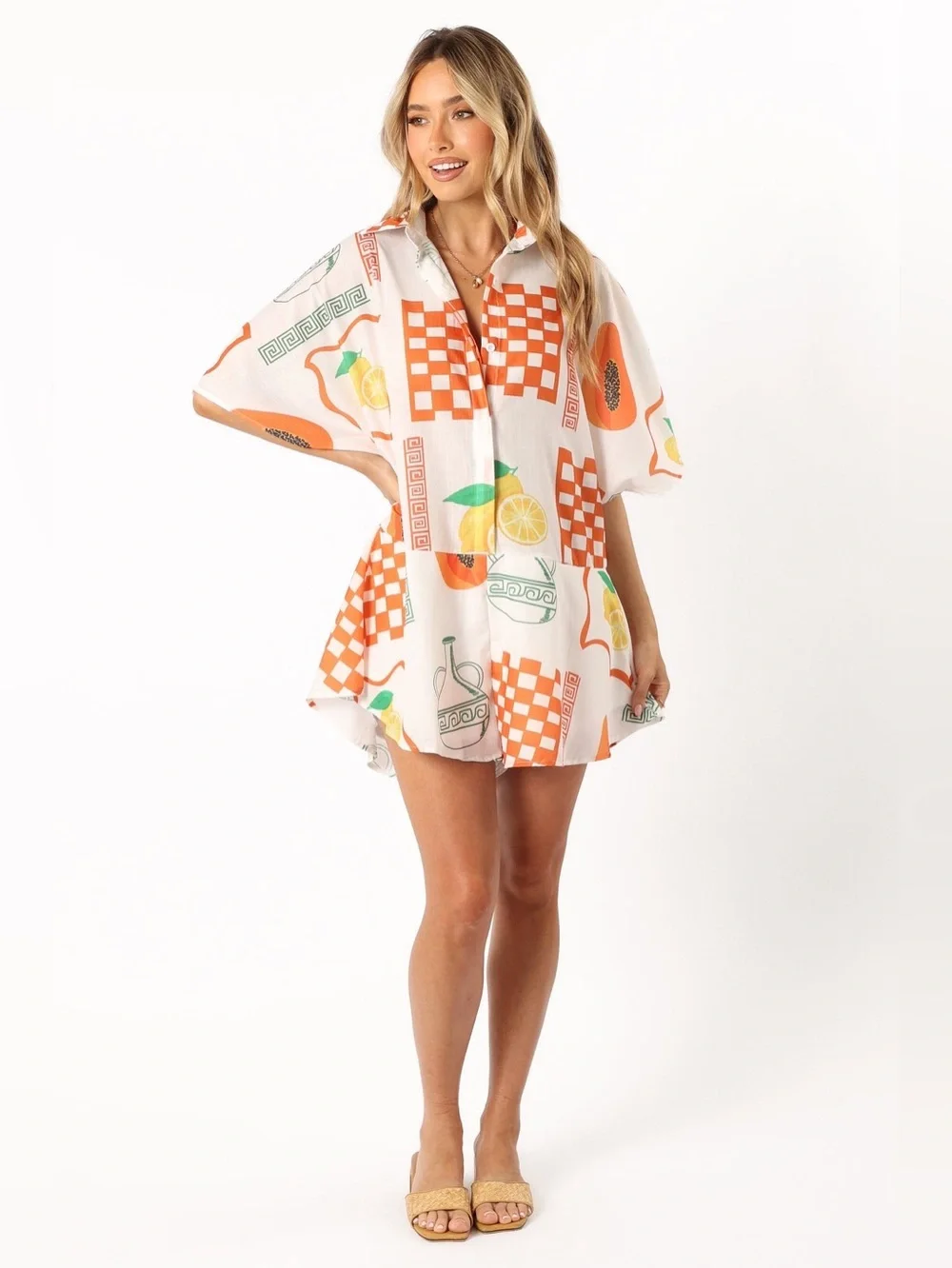 Petal + Pup NWOT Mediterranean Print Romper Women’s Large