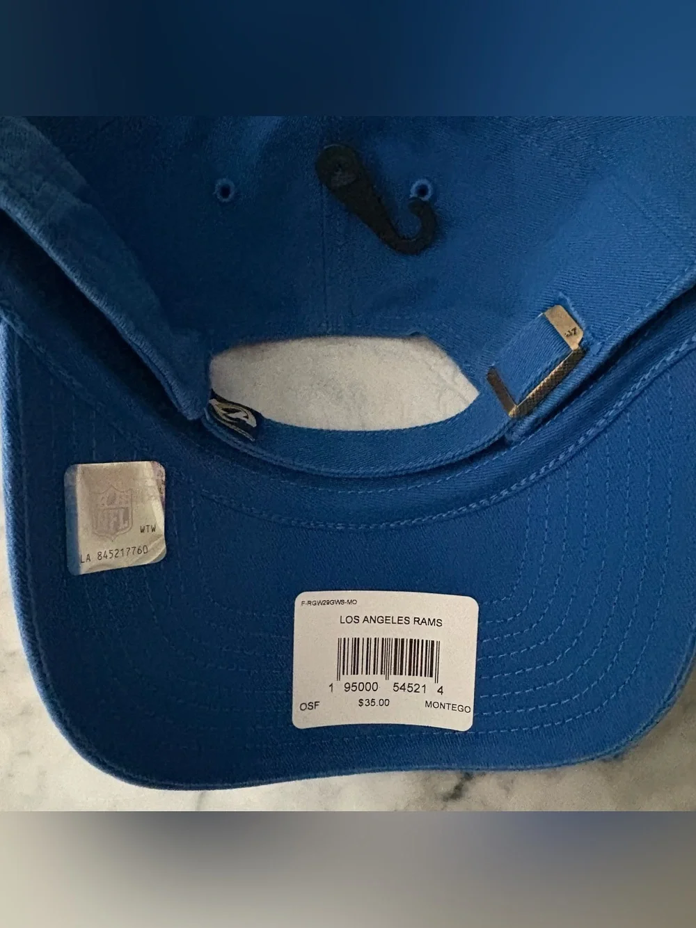 47 Brand Los Angeles Rams Clean Up Blue Adjustable Strap Hat NFL LA Logo
