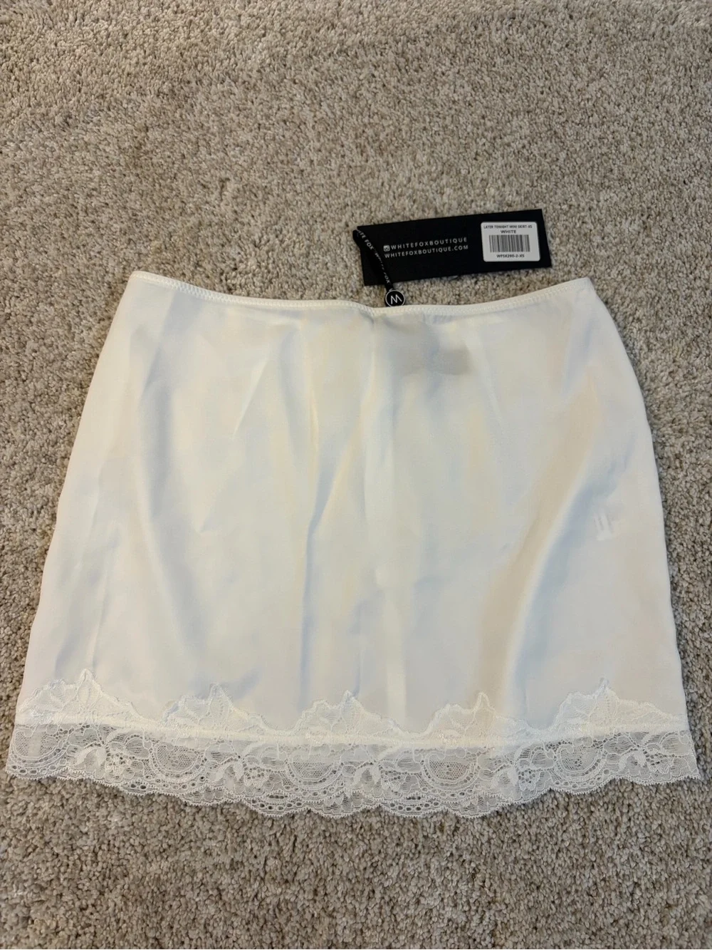 White Lace-Trim Mini Skirt