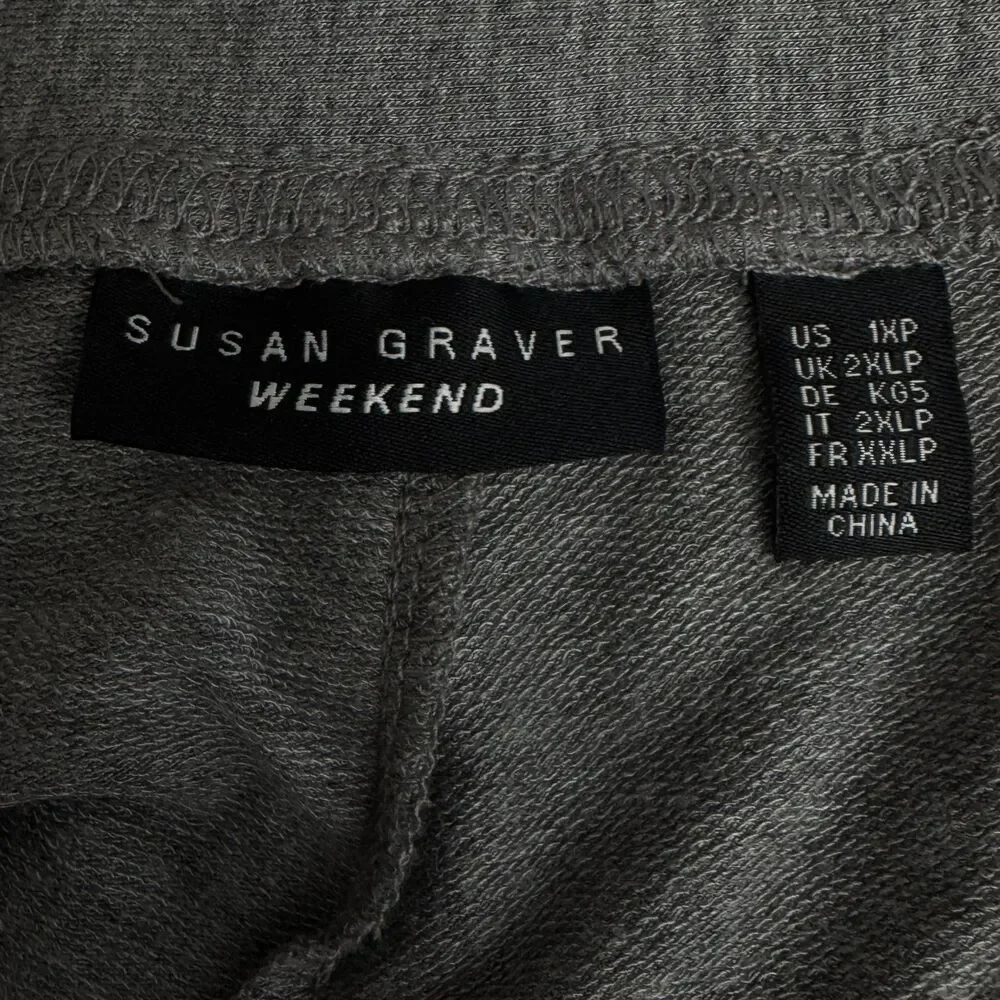 Susan Graver Weekend Ruching Tie Hem Crop Pants Women's Plus Size 1X Petite