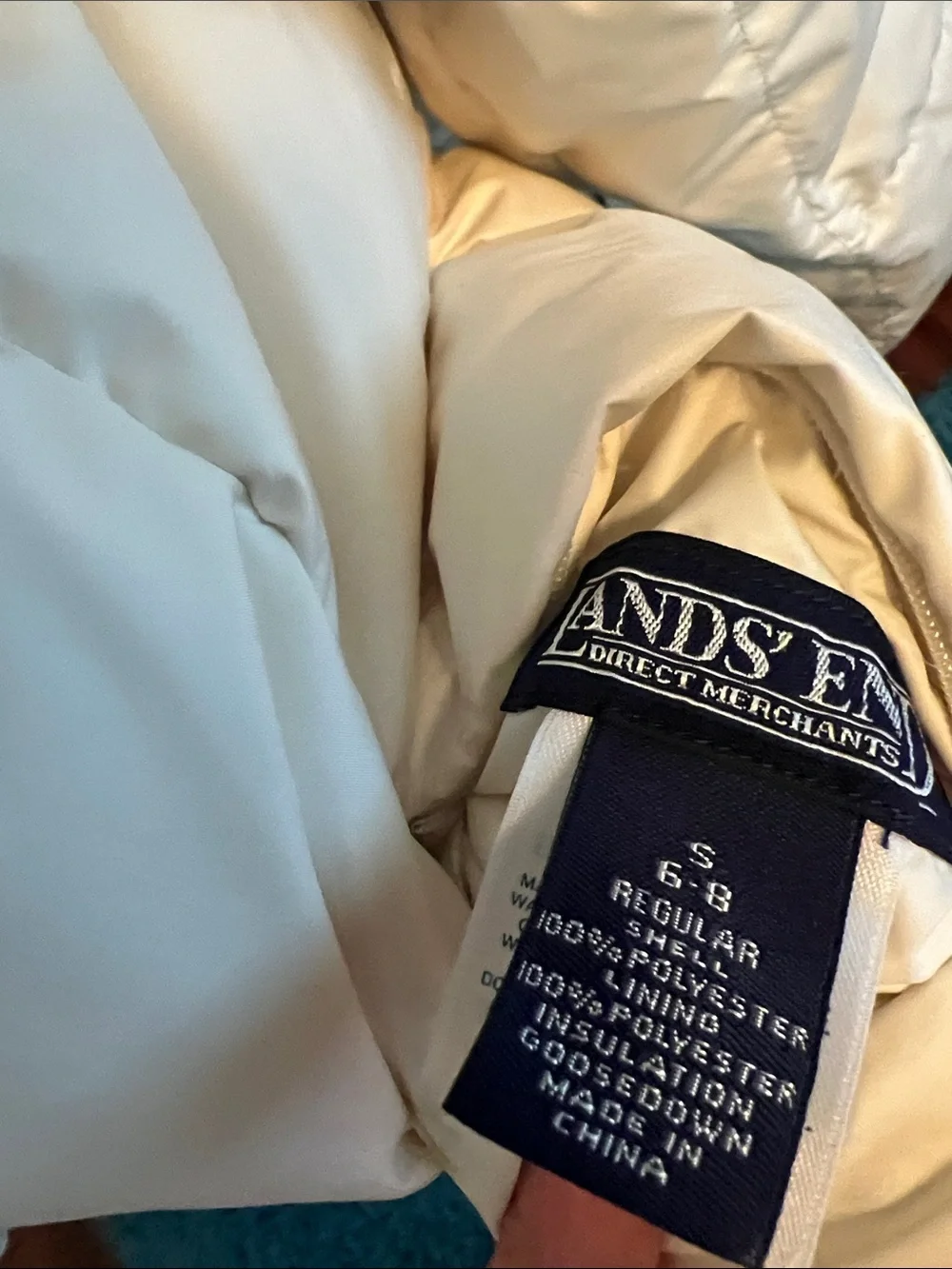 Lands' End Women's cream and black reversible coat