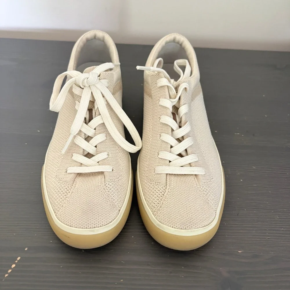 Rothy's Sneakers The Lace Up Size 6 Light Beige Knit Sustainable Biscuit