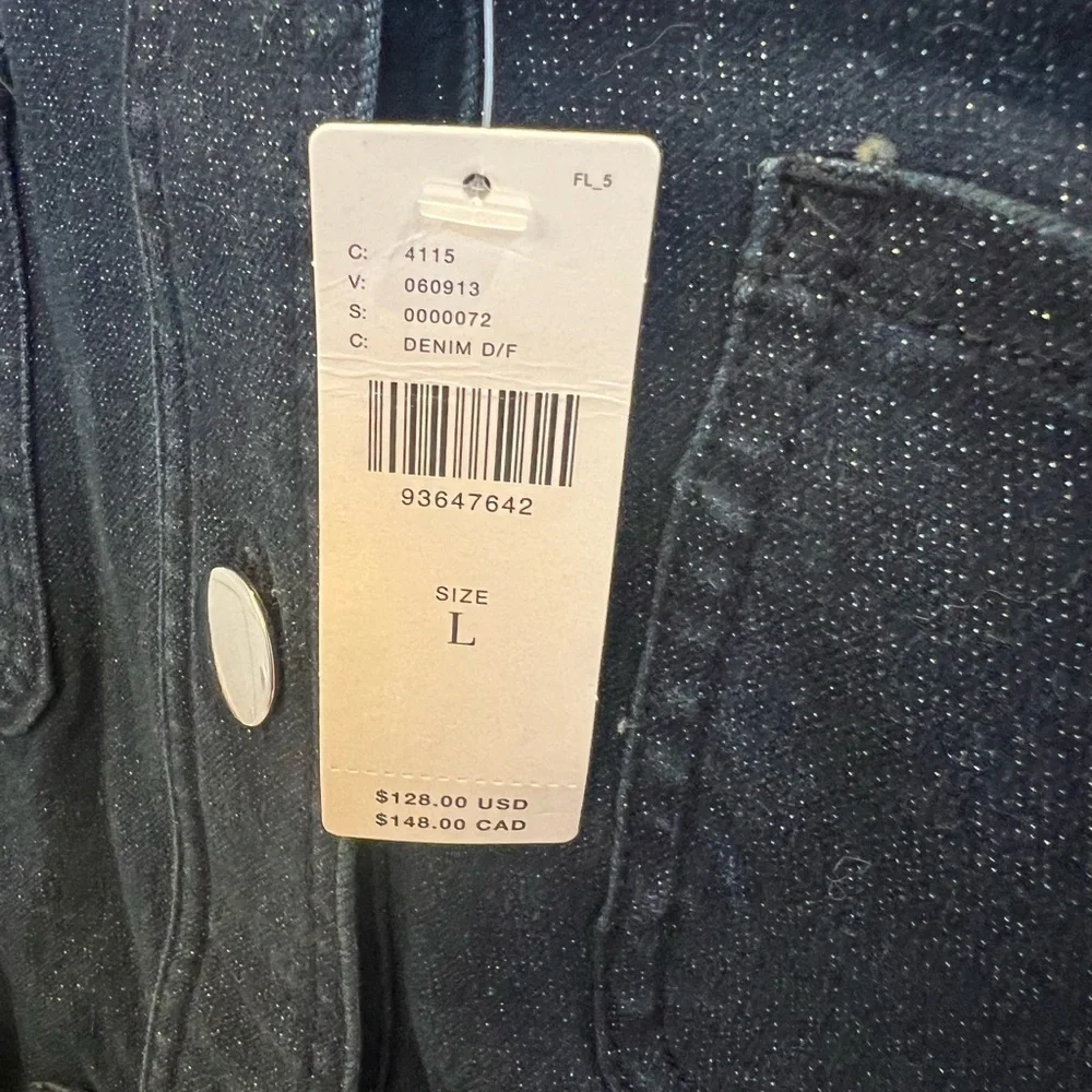 NWT new large Anthropologie Maeve Cora patch pocket denim sparkle jacket jean