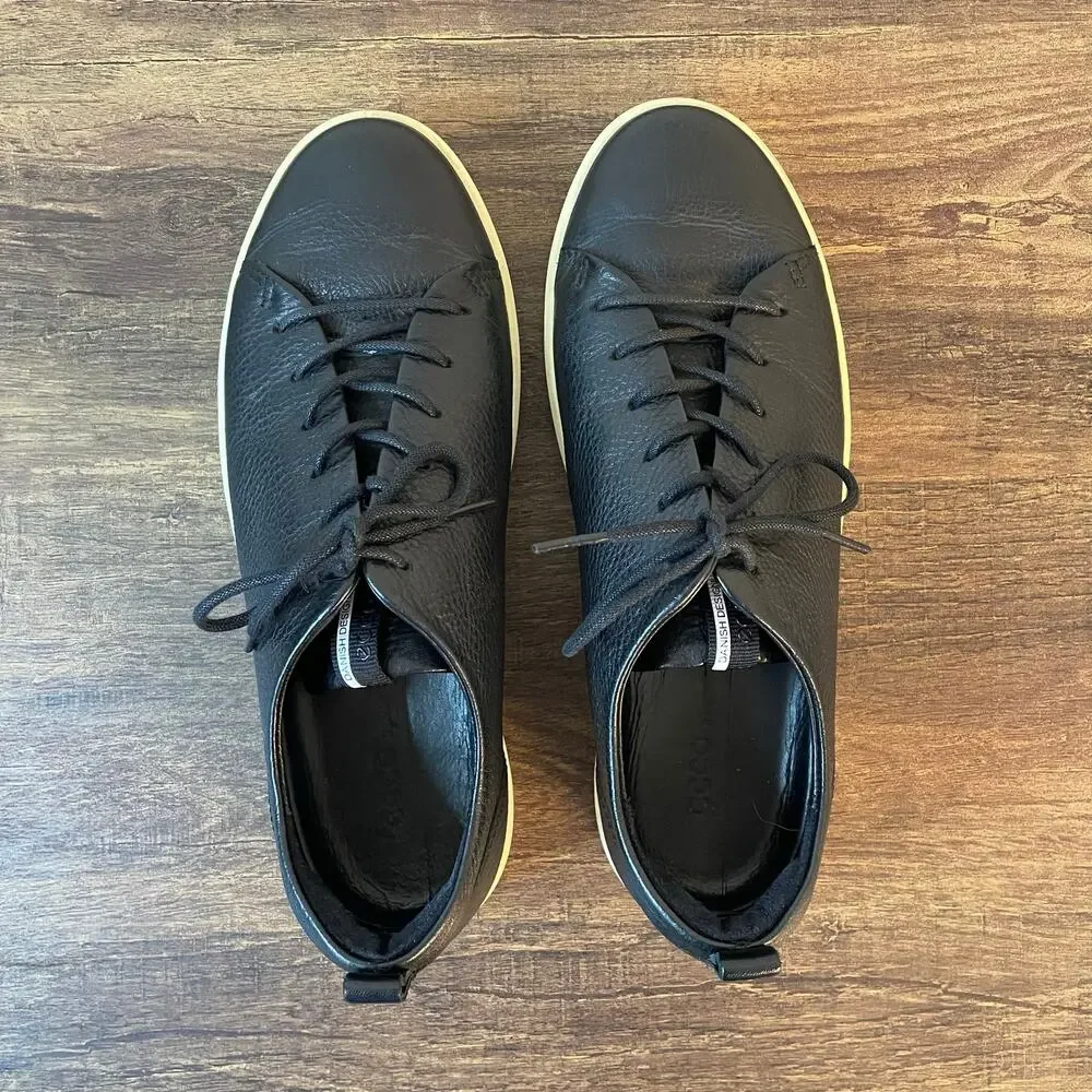 ECCO Soft 7 Sneakers Womens EU 38 US 7 7.5 Black Leather Comfort Walking