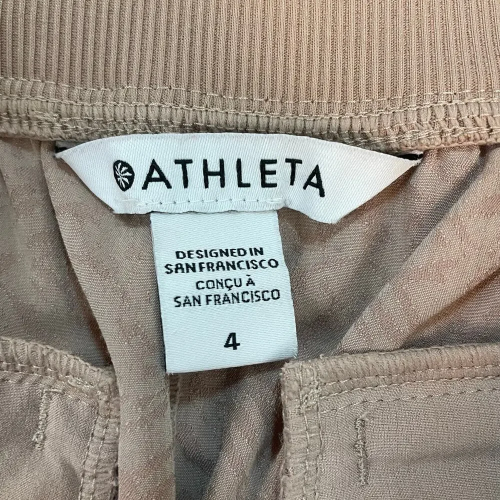 Athleta Brooklyn Ankle Pants Womens 4 Beige Stretch Travel Career Office