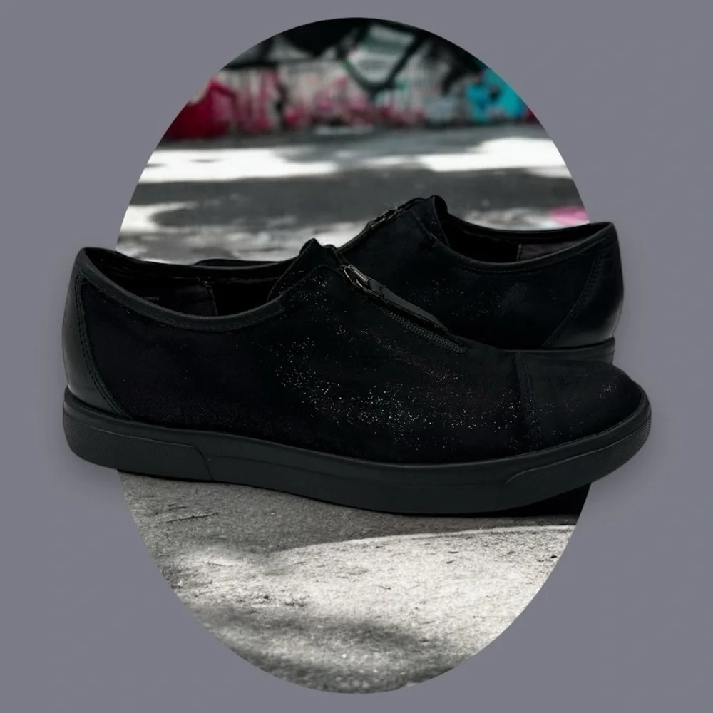 MUNRO ROSLYN Zip Sneaker Comfort Shoe BLACK SUEDE size 7 M