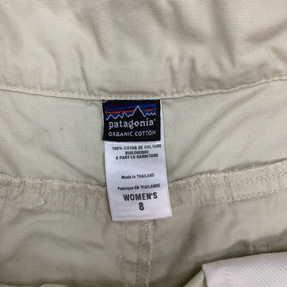 Patagonia Organic Cotton Capri Womens 8 Beige Pockets Outdoor Zip Fly Khakis